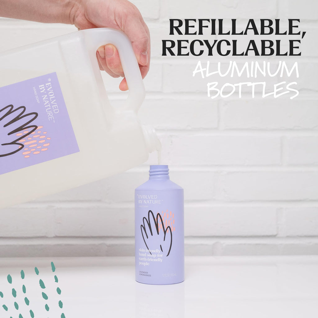 EVOLVED BY NATURE Liquid Hand Soap Refill, 128 Oz, Lavender Lemongrass, Biodegradable Formula
