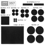 X-Protector 357 Pcs Black Felt Furniture Pads - Huge Quantity of Anti-Scratch, Heavy Duty Floor Protectors for Hardwood, Tile, Laminate - Suitable for Chairs, Tables, Sofa, Bed, Cabinet, Ottoman