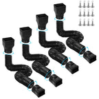 Gutterlix 4 Pack Flexible Gutter Downspout Extensions Extendable from 21" to 67", Downspout Extender Comes with Adapters, Thickened Down spout Drain Extension for Rainwater Drainage(Black)