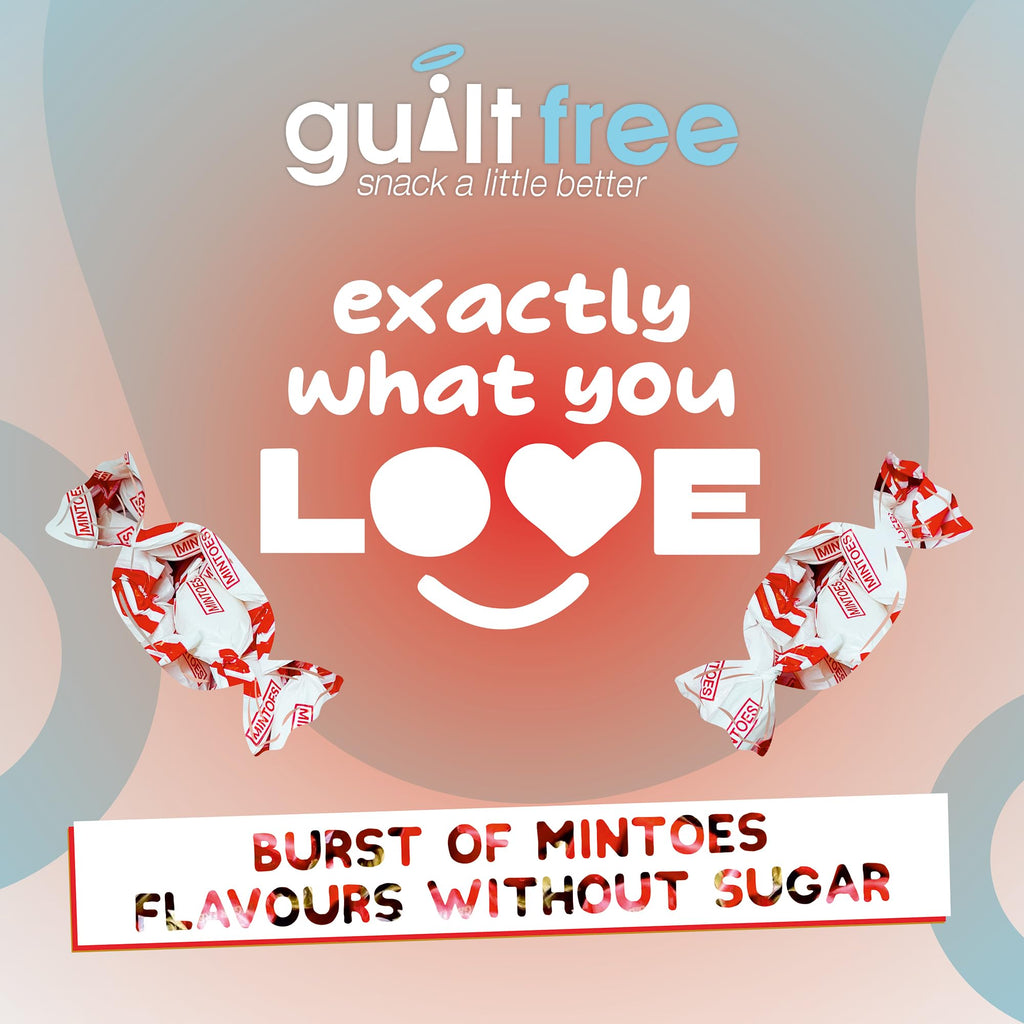 Guiltfree Sugar Free Mintoes (Wrapped) Retro Classic Sweets, Perfect Soft Chews | for Diabetic Gift Hamper Basket Party Bags Birthday Treats Valentine and Perfect for Gifting | 1 x 75g Resealable Pack