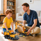 LerBao 2 Pack Large Construction Engineering Truck Toys,Moveable Claw Excavator & Lifting Back Dump Truck Toy for 3 4 5 6 7 8 Years Old Boys Kids Childs Toddlers Birthday