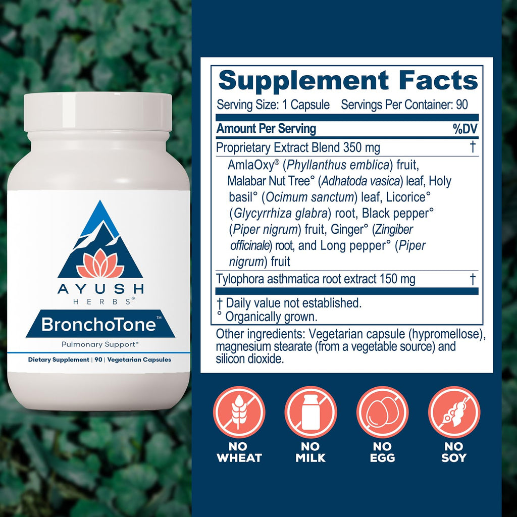 Ayush Herbs Bronchotone, Bronchial Support, Adults, 90 Servings