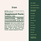 Nature’s Bounty Iron 65mg, 325 mg Ferrous Sulfate, Cellular Energy Support, Promotes Normal Red Blood Cell Production, 1 Serving Per Day, Gluten Free, 100 Vegetarian Tablets