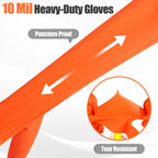 TREEGO Orange Nitrile Gloves 10 Mil Heavy Duty Disposable Latex Free Gloves – Diamond Grip Mechanic Gloves for Automotive Construction Work, Medium, 1000 Count Case