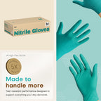 SUP Powder-Free Nitrile Exam Gloves, 100 Count Food Safe Latex-Free Disposable Gloves for Medical Cooking Cleaning Food Prep, Teal (Medium)
