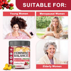 Feminine Balance Gummies for Women - Vaginal Health, pH Balance Support, Pineapple Probiotics Gummies for Women with Cranberry Extract and D-Mannose, Sugar Free, Vegan, Cranberry Flavor - 60Ct (2pack)