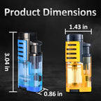 Zoocura Torch Lighter 2 Pack Triple Jet Flame Butane Torch Lighters Refillable Butane Gas Lighters Windproof Adjustable 3 Flame Lighter for Christmas (Without Gas)