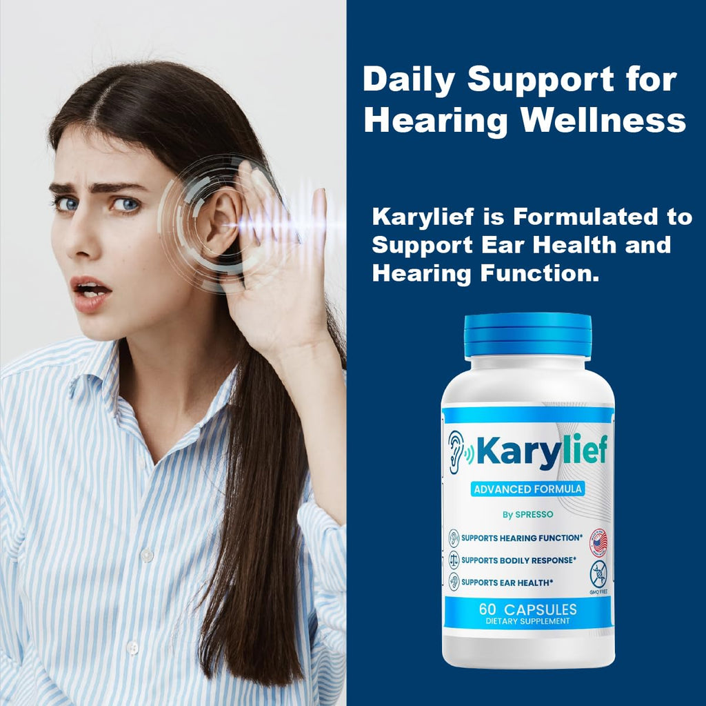 (2 Pack) Karylief Capsules, Official Tinnitus & Ear Health Advanced Support Supplement with Premium Ingredients, All Natural Karilief for Ringing Ears, Clarity & Overall Wellness (120 Capsules)