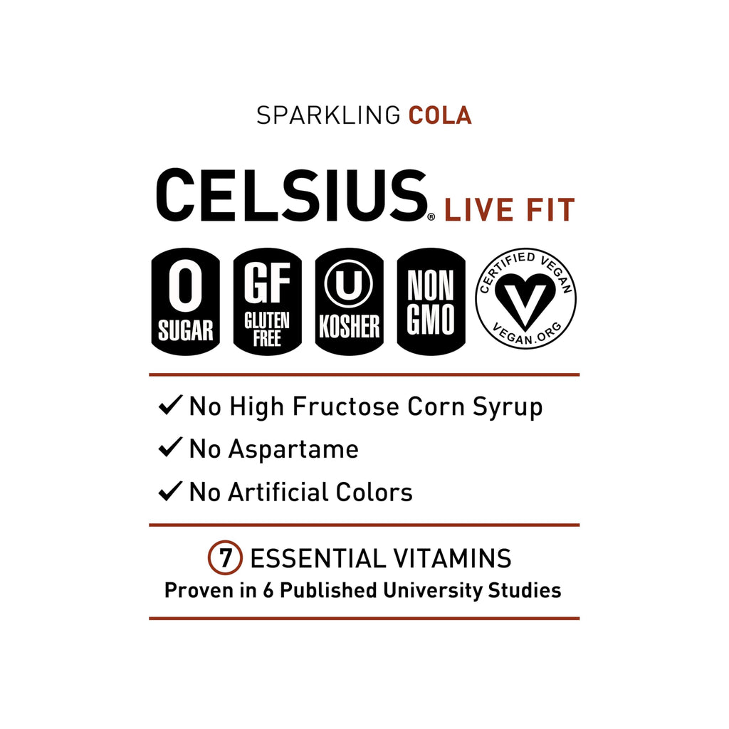 CELSIUS Sparkling Cola, Sugar Free Energy Drink, 12 Fl Oz (Pack of 12)
