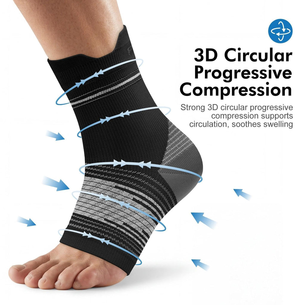 Plantar Fasciitis Sock (6 Pairs) for Men and Women, Compression Foot Sleeves with Arch and Ankle Support, Gray, Large