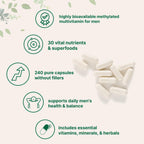 Micro Ingredients Pure Methylated Multivitamin for Men, 240 Capsules | with Vitamin C, D, E, B Complex + Methylfolate, lycopene, Saw Palmetto, Ginseng, & Maca | Men’s Daily Support | Filler Free