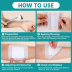 50 Count Island Dressing Bordered Gauze 4" x 4", Gauze Pads Individually Wrapped, Non-Stick Pad in Center with Adhesive Border, Bandages for Wounds, First Aid