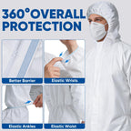 TICONN Hazmat Suit Disposable Coveralls, Full Body Protective Lab Coveralls, Breathable Paint Suit for Men Women (XL, 5PK)