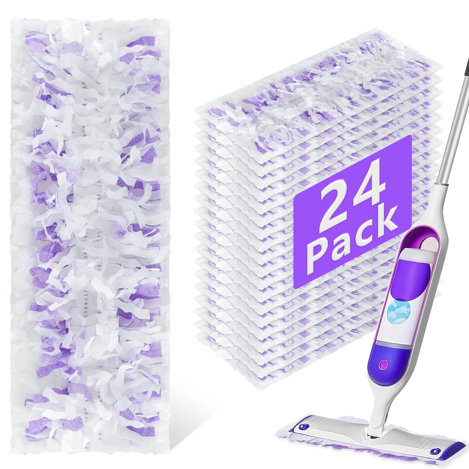 24 Pack Power Mop Refills Pads for Swiffer PowerMop，Swifter Wet Pads Refill for Swiffer,Unscented&Thickened Mopping Pads Replacement Pads for Multi-Surface &Wood Floor Cleaning