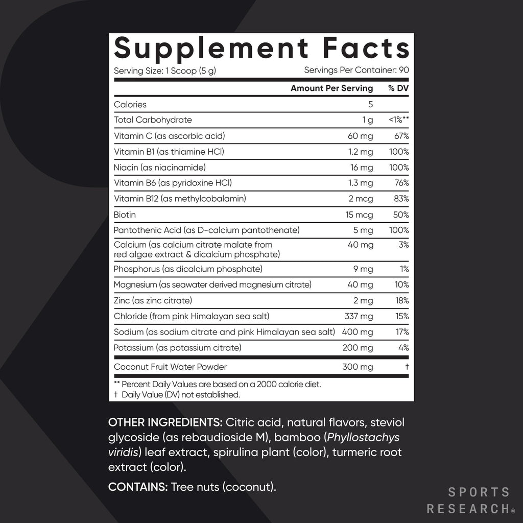 Sports Research Hydrate Jars - Sugar-Free & Naturally Flavored with Vitamins, Minerals, and Coconut Water - Supports Hydration - Lemon Lime