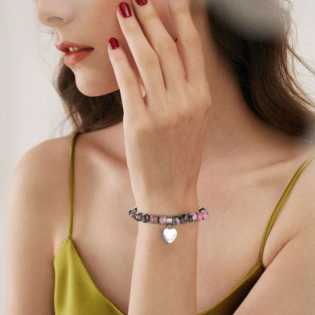 XIUDA Heart Cremation Memorial Urn Bracelet 316L Stainless Steel Keepsake Jewelry Urn Bracelet for Ashes for Women-With Me Always