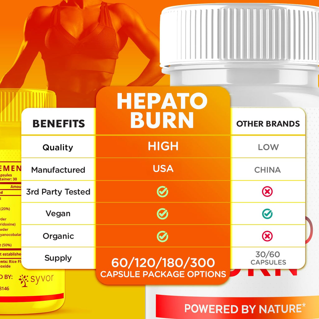 (3 Pack) Hepato Burn Capsules, Official Hepato Burn Pills with All Natural Premium Ingredients, Hepatoburn Energy and Fitness Vitamin Supplement, Hepatoburn Lifestyle Powered by Nature (180 Capsules)