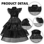 WYB Black Costume Dress for Girls Cosplay Dress Halloween Costumes Cosplay Party School Days Dress with Accessories 4-12Y