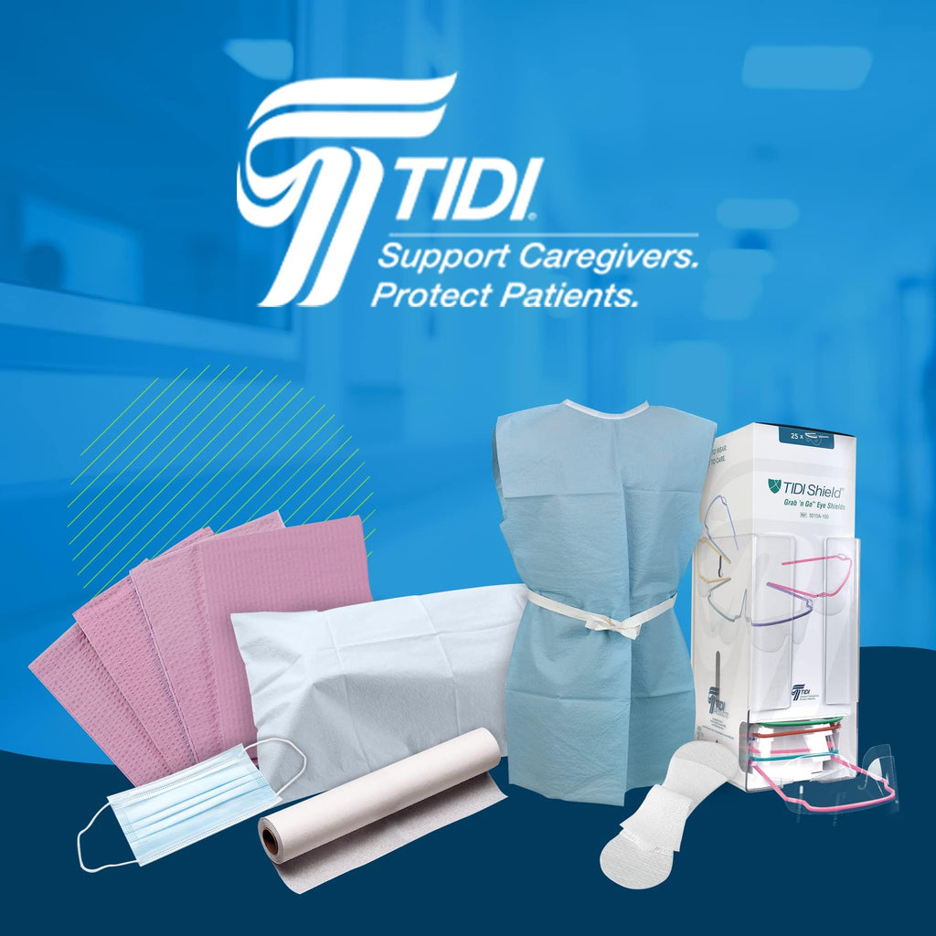 TIDI 1051 Avalon Dental Bib, White, 3 Layers, 13” W x 18” L (Pack of 500) ― Disposable Dental Bibs ― Embossed ― 2-Ply Tissue ― Poly Back to Help Prevent Leak-Through ― Nail Towels ― Tattoo Bibs