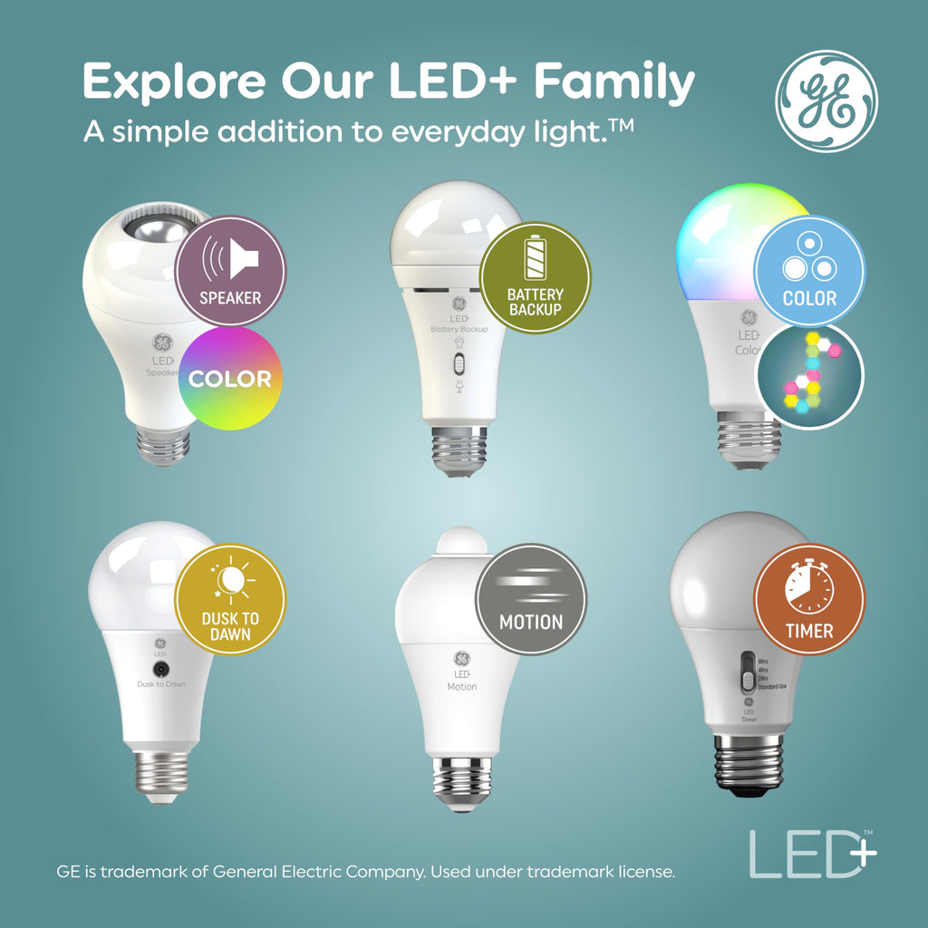 GE LED+ Color Changing LED Light Bulbs with Remote, No App or Wi-Fi Required, A19 Bulbs (3 Pack)