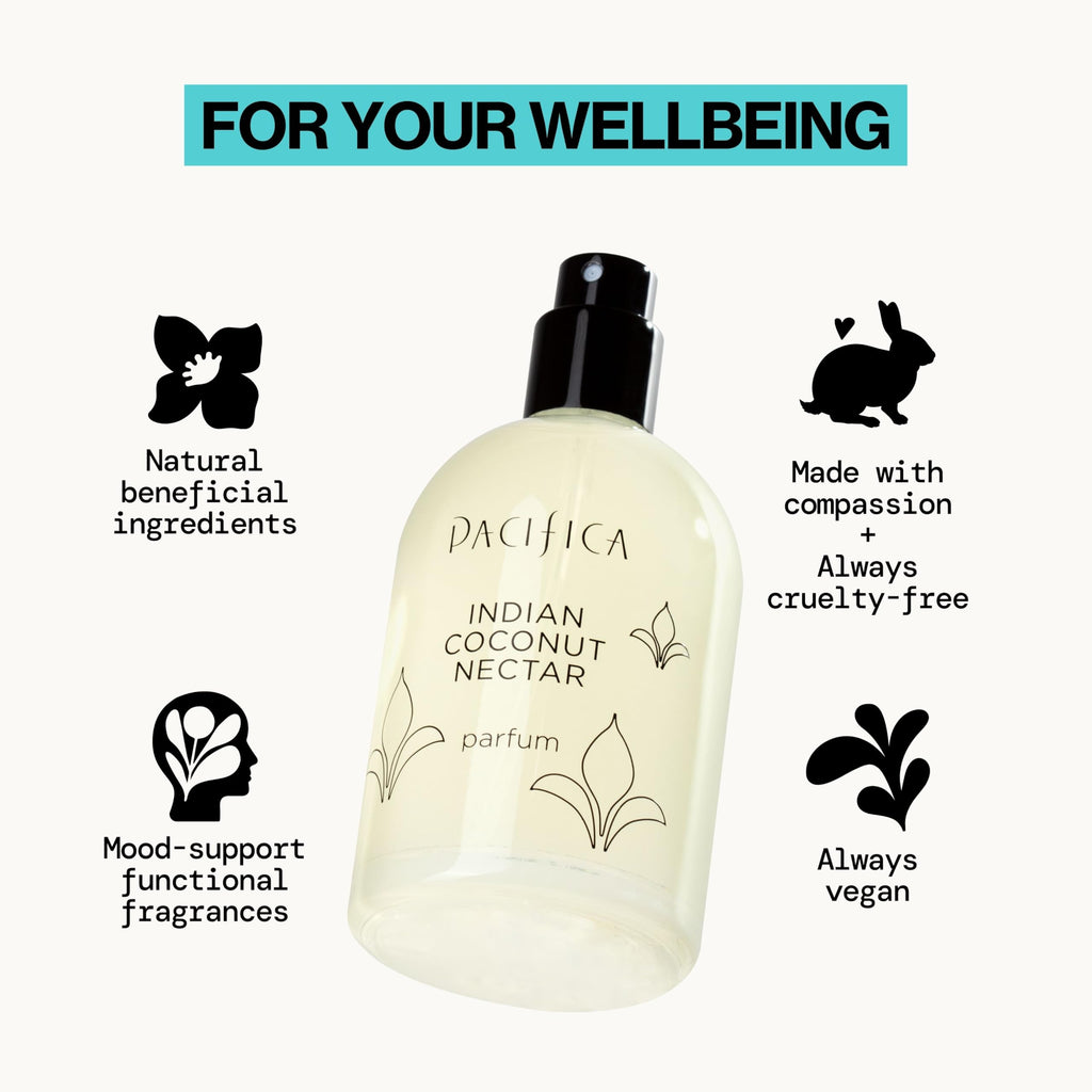 Pacifica Indian Coconut Nectar Spray Perfume, 2 oz ��� Warm Coconut & Vanilla Gourmand Fragrance for Women Clean Beauty Scent, Long-Lasting Beachy & Layerable, 100% Vegan & Cruelty-Free Made in USA