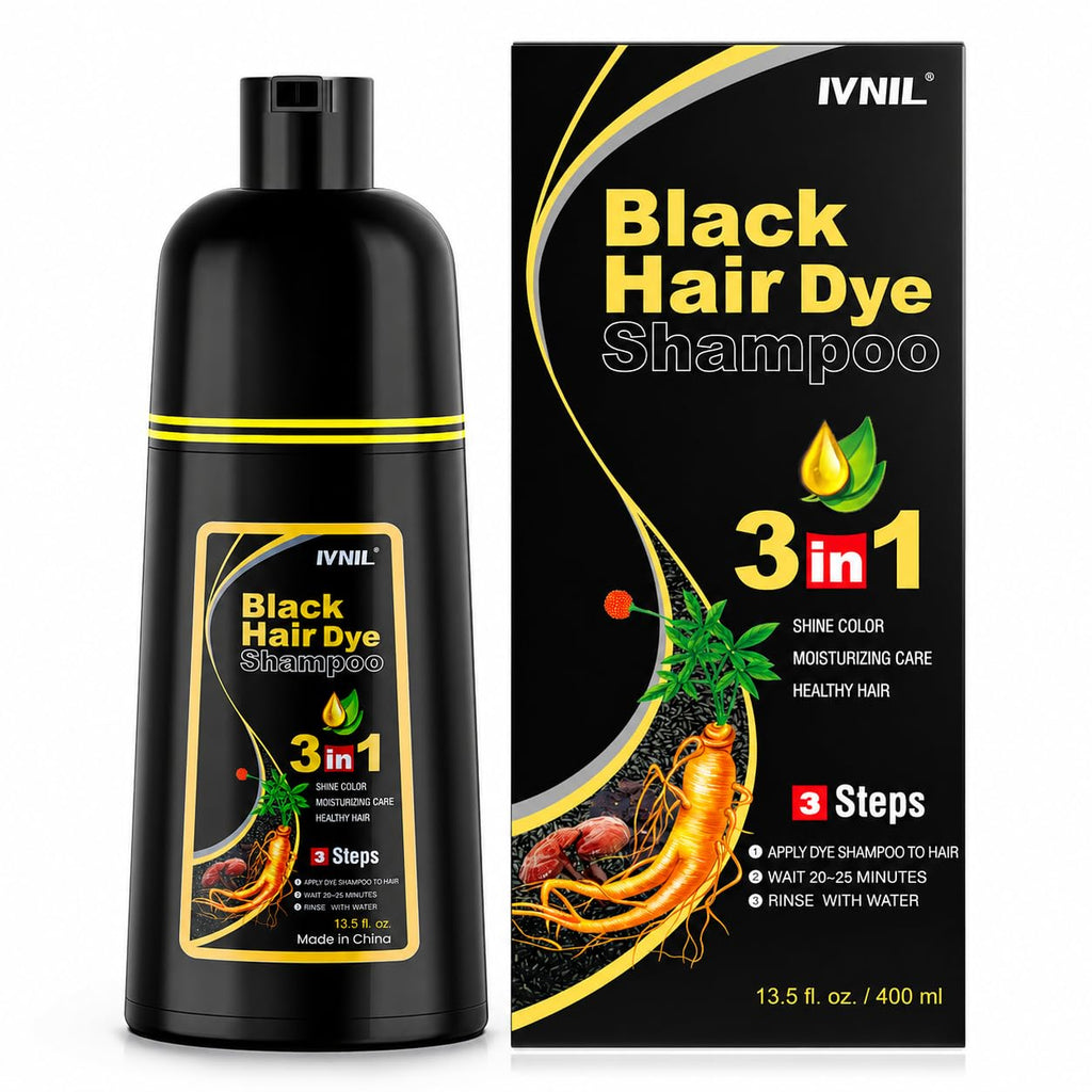 Ivnil Black Hair Dye Shampoo Color Shampoo for Gray Coverage for Women Men