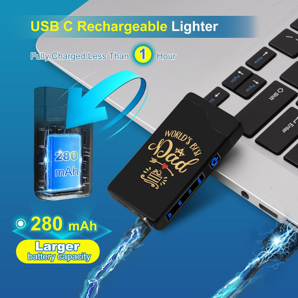 LcFun Dad Gifts for Fathers Day, Electric Lighter USB Rechargeable, Plasma Dual Arc Lighters, Windproof Flameless Lighter, Personalized Fathers Day Dad Gifts