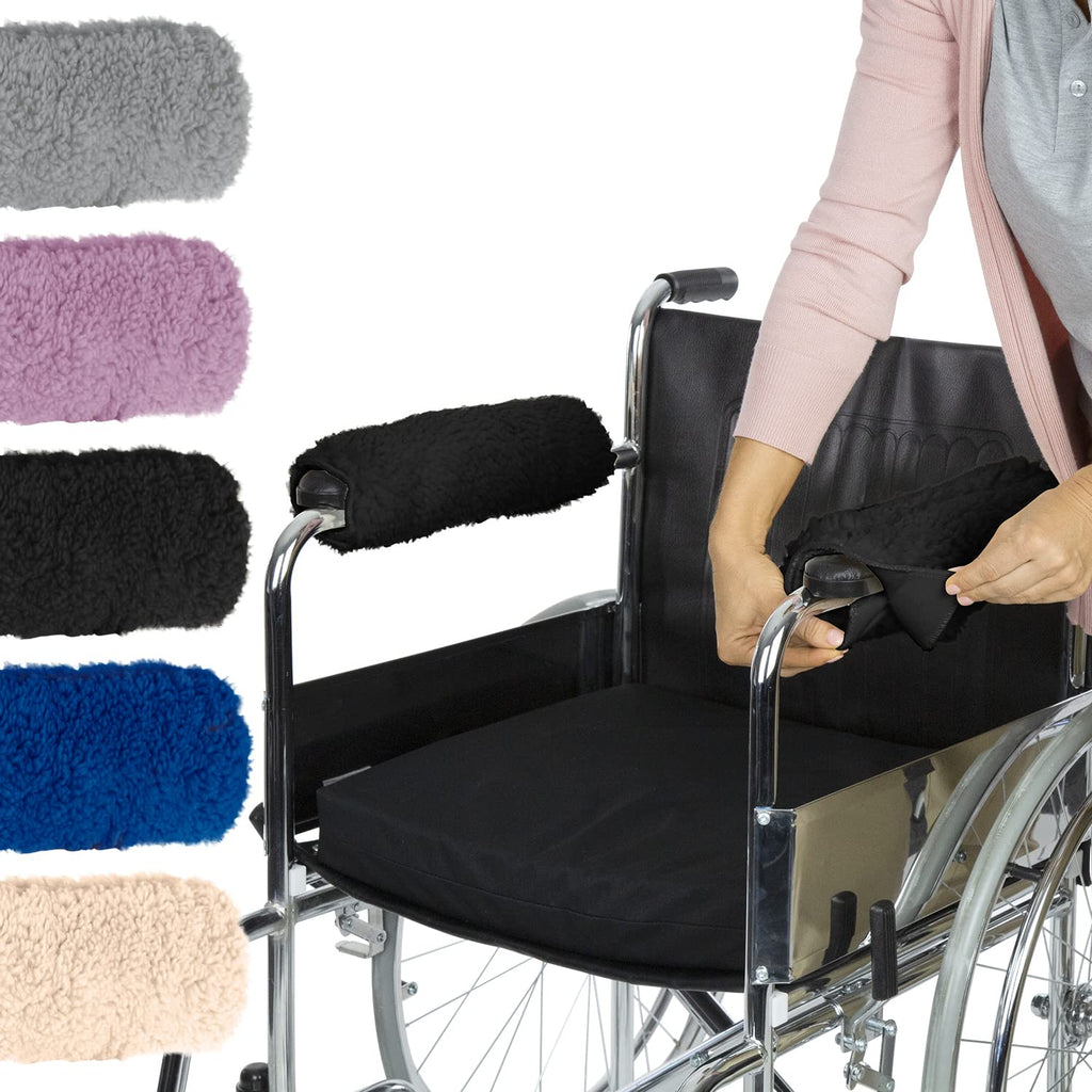 Vive Office Chair Armrest Pads (2 PCS) - Memory Foam Wheelchair Sheepskin Accessories Pads for Transport Electric Wheel Chair Arm Rests - for Adults, Seniors, Handicapped - Soft Support Cushion