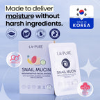 LA PURE Snail Mucin Mask – 10ct Korean Sheet Mask Pack for Signs of Aging, Aid Skin Repair & Hydration – Pure Snail Mask for Face with Collagen & Hyaluronic Acid – Cruelty-Free Hydrating Sheet Mask