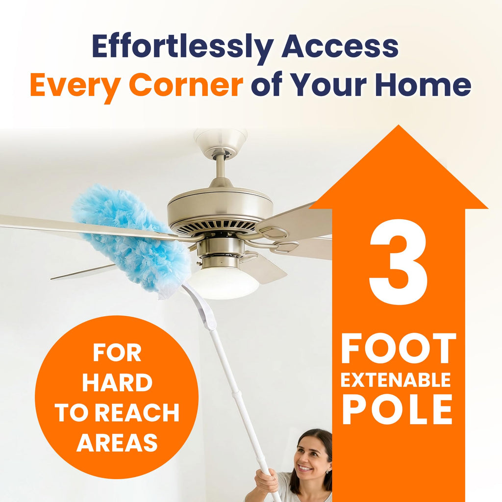 Duster Refills for Swiffer Duster with 3ft Extension Pole & Short Grip 30ct