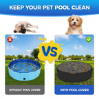 Tufmunb 63-64 inch Foldable Dog Pet Bath Pool Cover, Portable Round Collapsible Pool Cover with Oxford Cloth Material and Drawstring Design for Dog Pet Pool, Waterproof and Dustproof (Black)