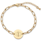 Medical Alert ID Bracelet for Women, Gold Silver Rose Paperclip Adjustable