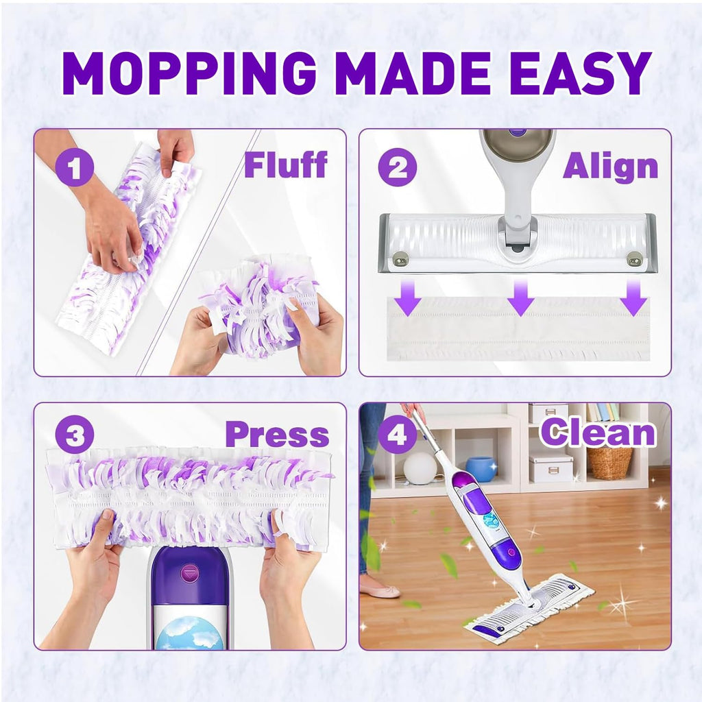 60 Pack Disposable Power Mop Pad Refills , Compatible with Swiffer Power Mop Refills, Thickened Multi-Surface Replacements for Swiffer Wet Pads Refill on All Finished Floors.