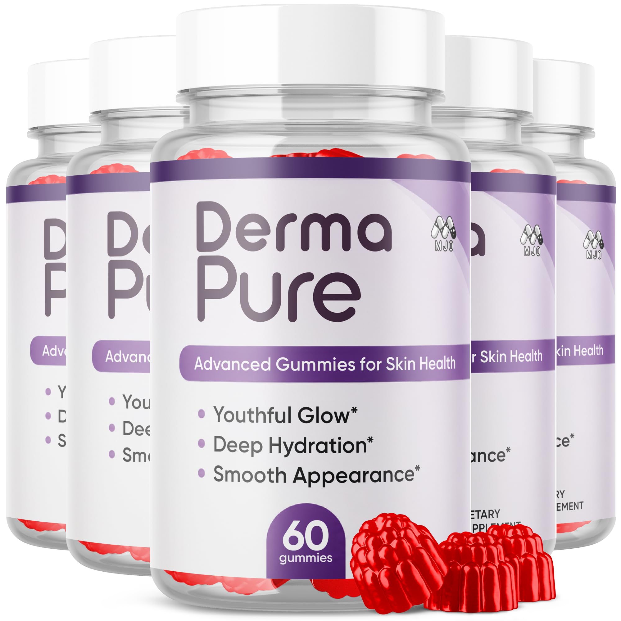 (5 Pack) Derma Pure Gummies, Official Derma Pure Gummy with All Natural Ingredients, Maximum Strength Supplement with Premium Vitamins Supporting Optimal Wellness and Advanced Health (300 Gummies)