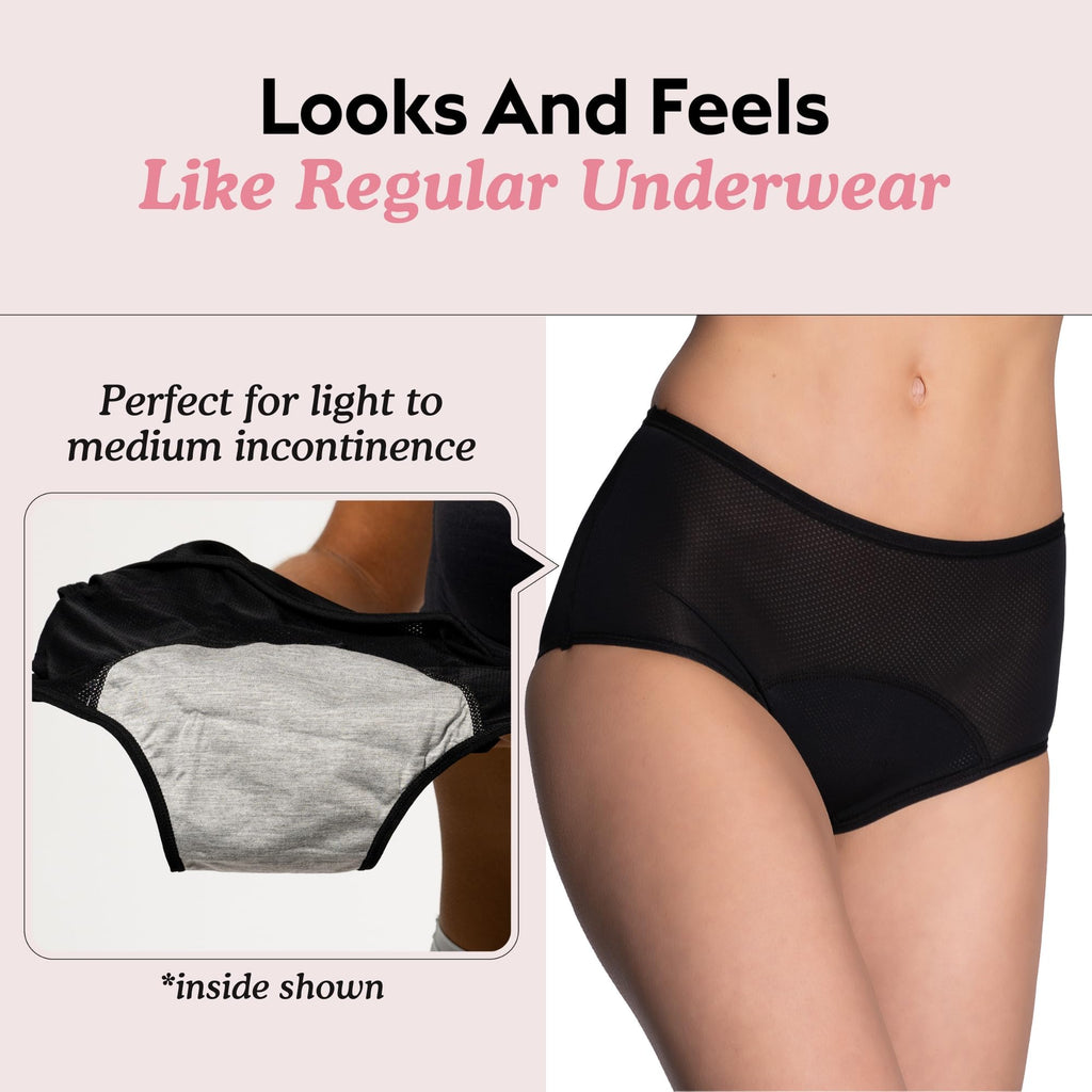 Everdries Washable & Reusable Incontinence Underwear for Women Over 60 - Leakproof, Discreet, Absorbent, Machine-Washable Panties (Original, L, Pack of 5)