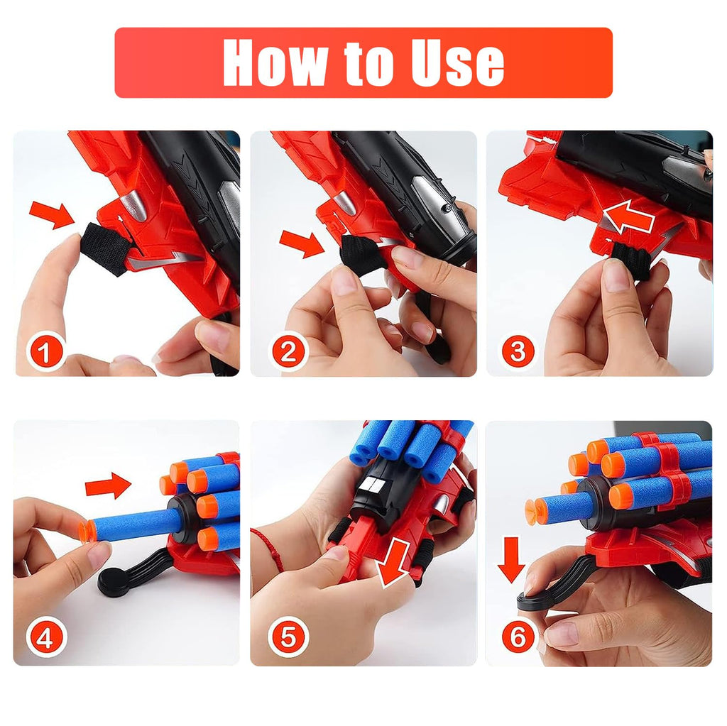 Set of 2 Spider Web Shooter Wrist Launcher Gloves - Halloween Decorations
