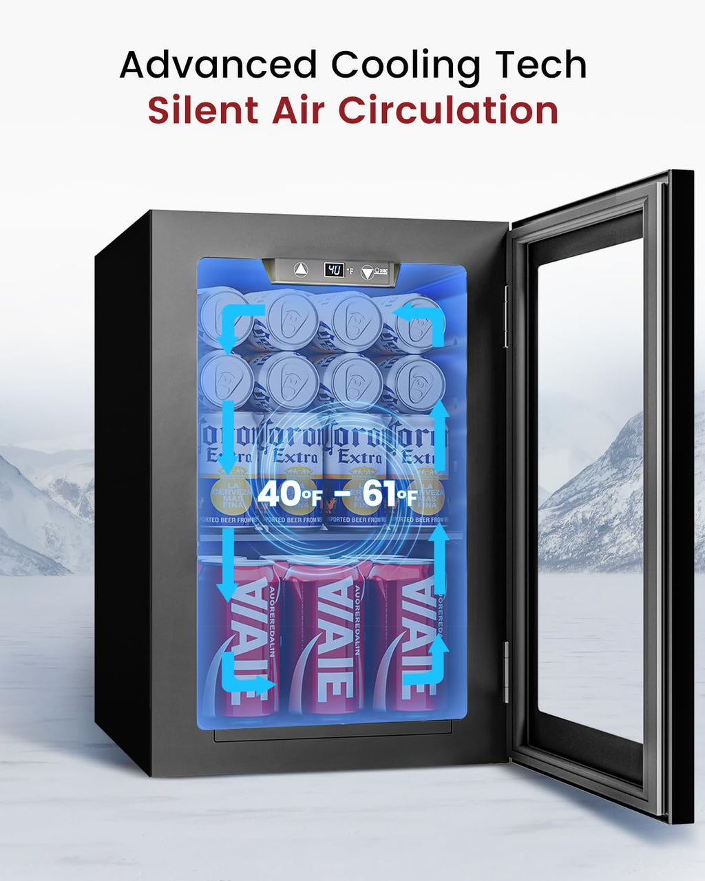 Feelfunn 24 Can Beverage Refrigerator, Mini Fridge, Black