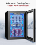 Feelfunn 24 Can Beverage Refrigerator, Mini Fridge, Black
