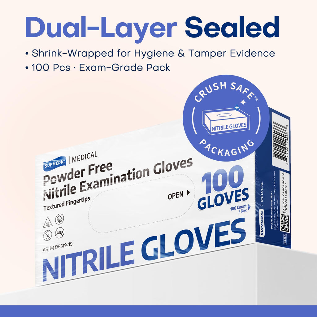 Supmedic Soft Max™ Nitrile Exam Gloves Powder-Free Disposable 100 Iris XL