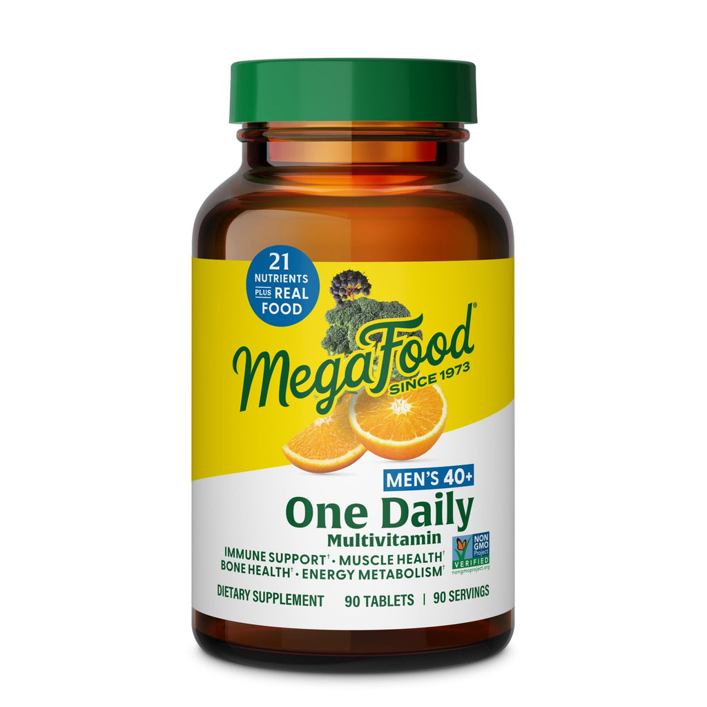 MegaFood Multivitamin for Men 40+ One Daily Mens Multivitamins - Methylated B12, Vitamin D3, B6, C & Zinc, Muscle & Bone Health, Energy Metabolism, Immune Support Supplement, Vegetarian, 90 Tablets