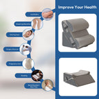 Ahpmeoa 6PCS Wedge Pillow Set for After Surgery, Back Pillow for Bed Sitting Up, Orthopedic Bed Wedge for Body, Leg Pain Relief, Memory Foam Pillow for Post Surgery, Sleeping, Acid Reflux, Gerd, Grey