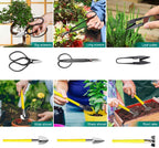 Bonsai Tools Set 13Pcs, Bonsai Essentials with PU Leather Bag, High Carbon Steel Succulent Trimming Kit, for Pruning, Raking, Training Plants, Ideal Gardening Gifts