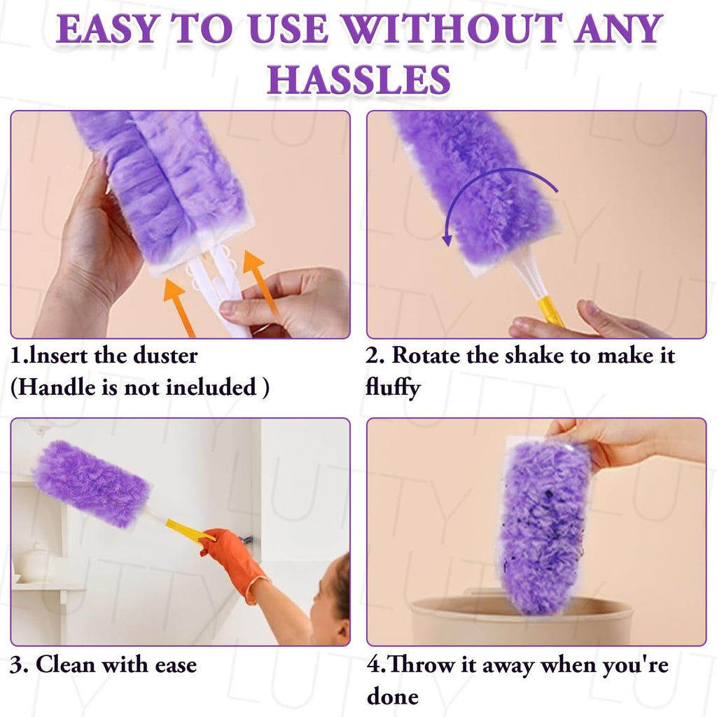 60 Count 360° Heavy Duty Duster Refills Compatible with Swiffer Purple