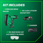 Metabo HPT 18V MultiVolt Compact Cordless Brad Nailer Kit, 18 Gauge Nailer with Power Tool 2.0Ah Lithium Ion Battery, Drives 5/8" to 2" Brad Nails, 700 per Charge, NT1850DG