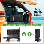 Hikenture Double Decker Wagon, 400L Extra Large Beach Wagon with Big Wheels