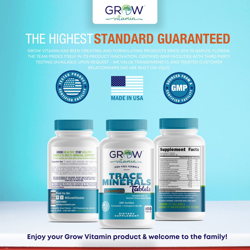 Grow Vitamin Trace Minerals Enhanced Complex, 100 Tablets