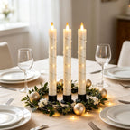 Flameless Cone Candle with Built-in Star String Light, 11-Button Remote Control, Timer, Battery Powered, Simulated Flame, 3-Pack Window Candle, Christmas Home & Wedding Decoration (Ivory)
