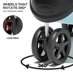 Pet Stroller for Small Dogs 10 lbs, Dog Stroller for Medium Dogs 30 lbs, Cat Strollers for 2 Cats, 3 Wheels Foldable Jogger Puppy Stroller with Storage Basket and Cup Holder, Mint