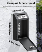 Uniclife Money Box for Cash, Wall Mount Mailboxes for Outside, Locking Mail Box Magnetic Label Holder, Key Drop Box, Cash Box with Lock, Metal Donation Box, Suggestion Box for Home, Office & Shop
