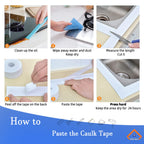 TOUSEA White 1.5" x10.5ft Caulk Tape for Tub, Toilet, Sink, Peel and Stick